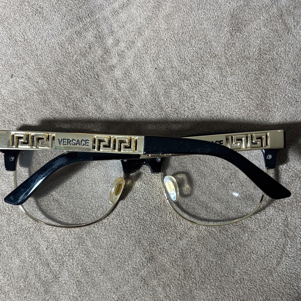 Versace Black and Gold Geometric Eyeglasses